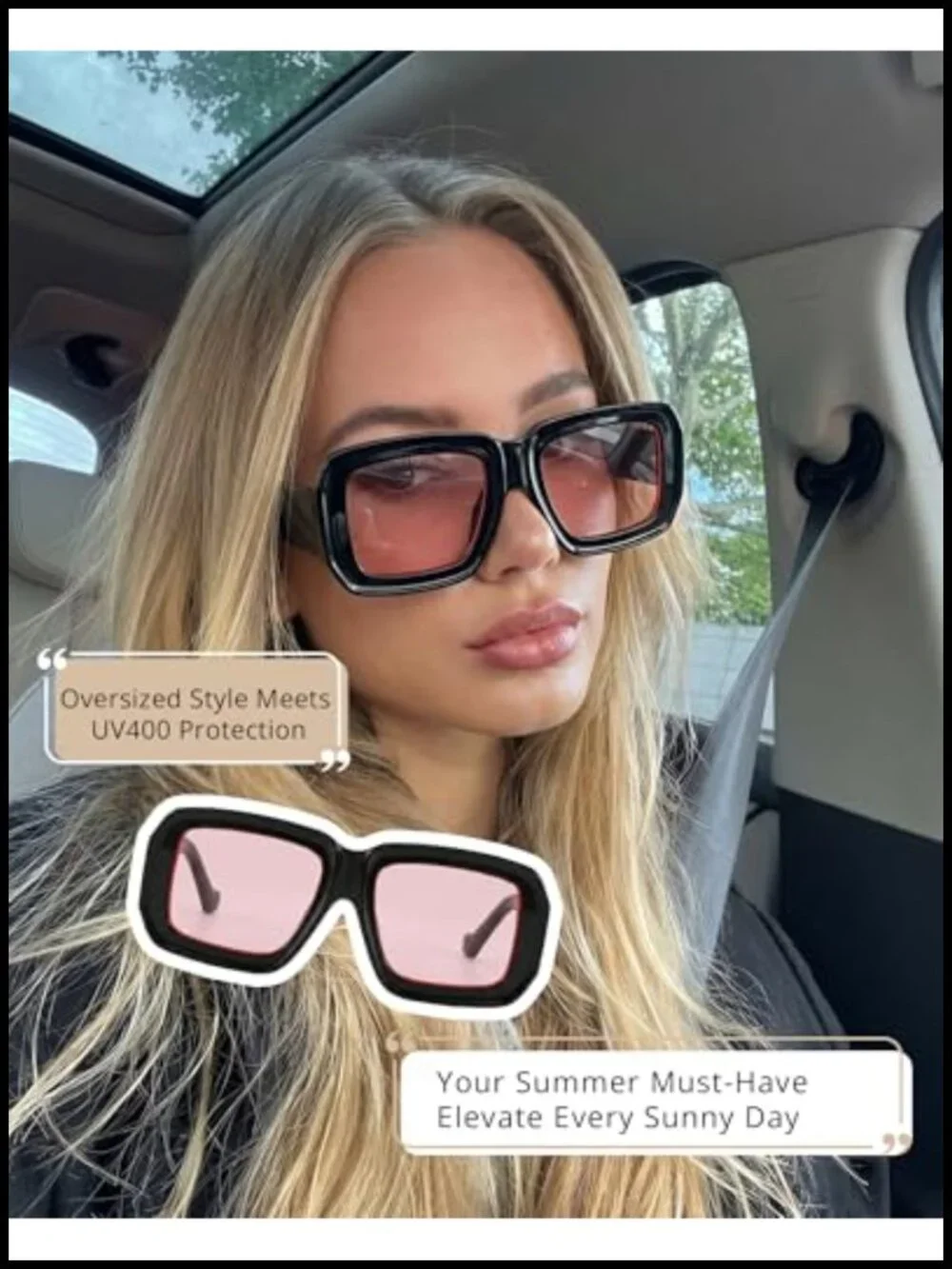 Oversized Chunky Square Sunglasses UV400 Protection Trendy Shades for Travel